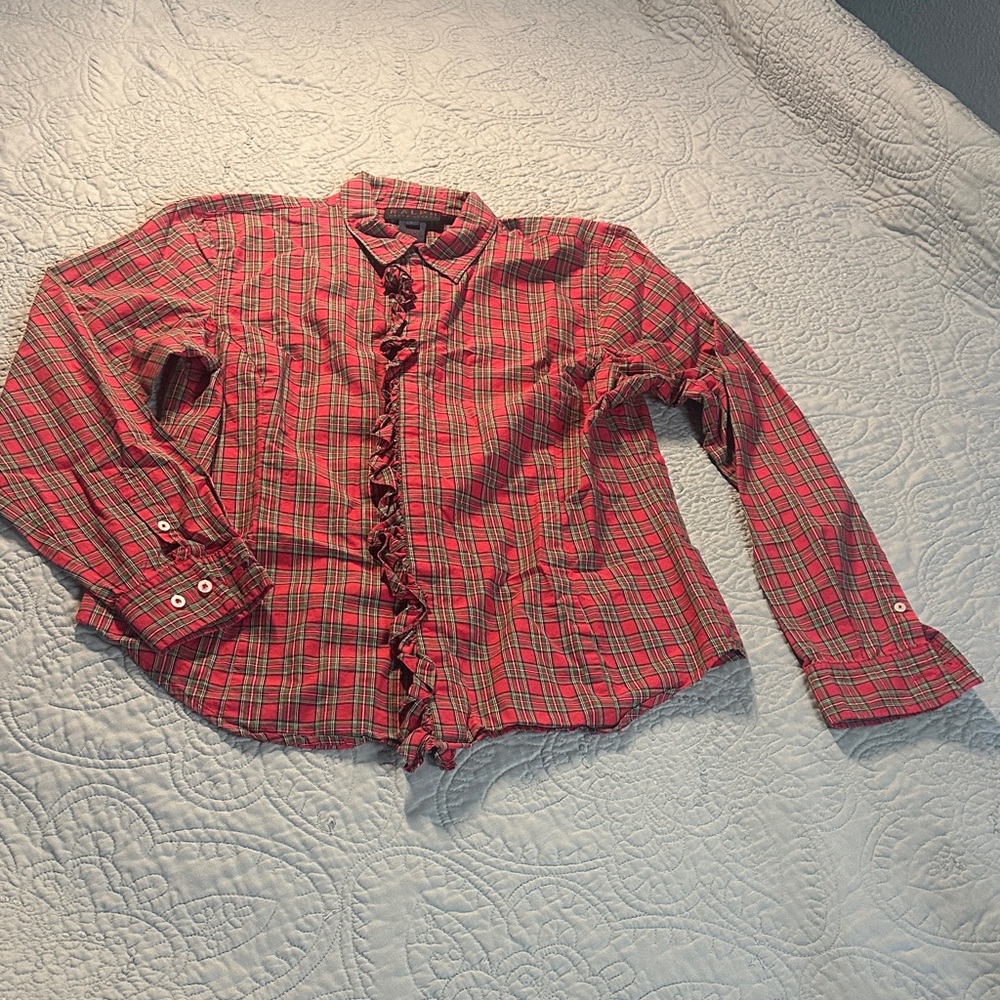 Ralph Lauren Red Plaid Long Sleeve Top